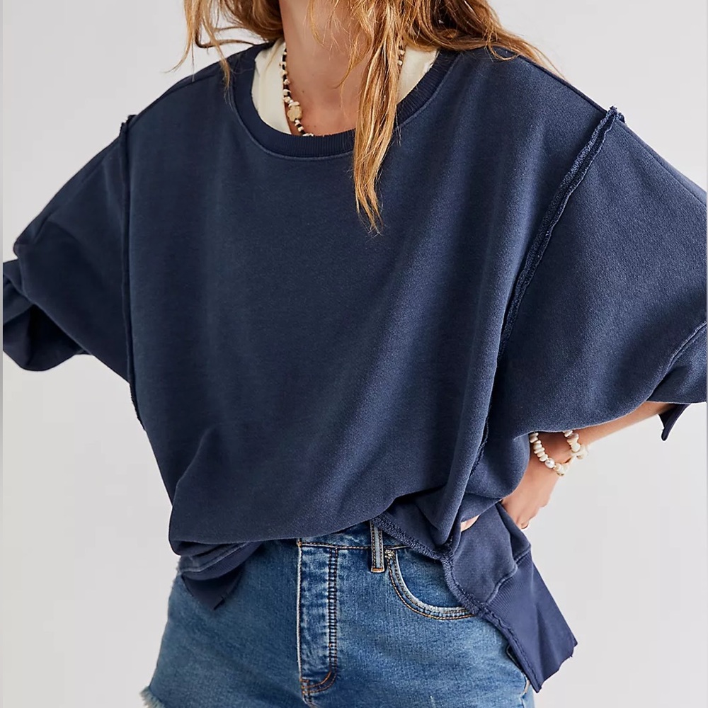 EUC⭐️Free People Camden Sweatshirt XS Navy